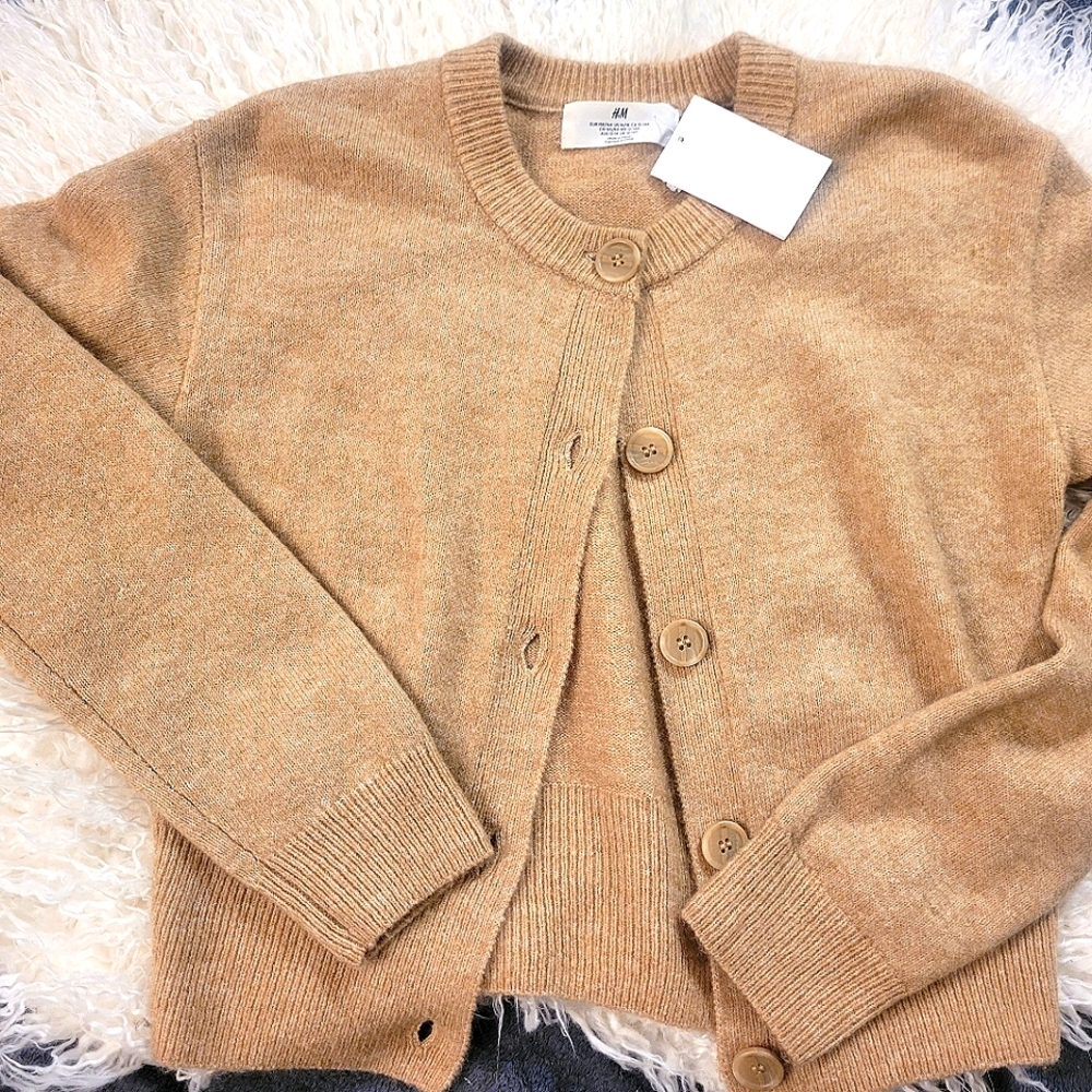 Brand new with tag H&M cardigan, neutral, camel, buttons